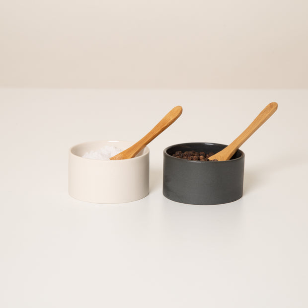 Salt & Pepper Bowls with Wooden Spoons
