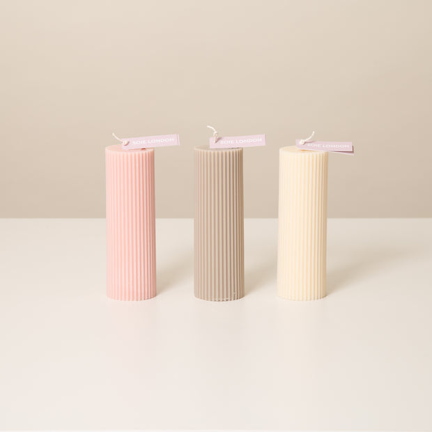 Scented Ribbed Pillar Candle